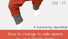 How to change to side seams on your Pirate Pants Harem pants pattern hack on sew4bub